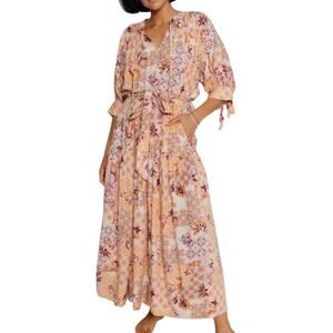 Dress Forum Size S Celaena Maxi Dress Sunset Tie Boho Pockets Tiered Cottage